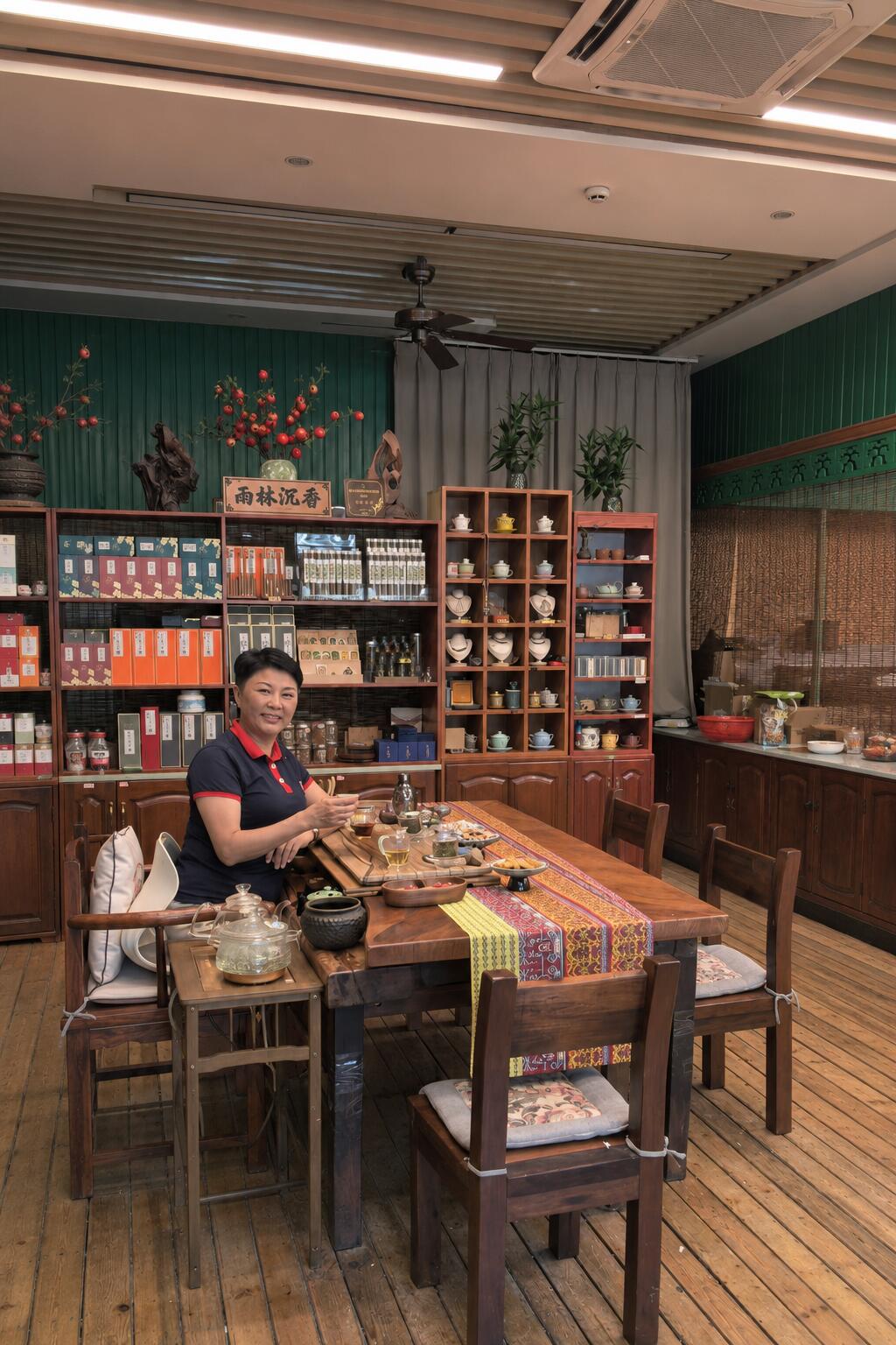 Gemeinsame Teeverkostung in einem Teehaus in Wuzhishan