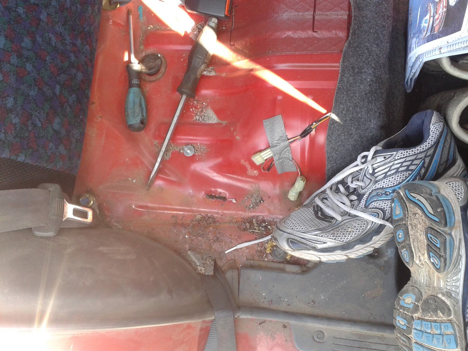 Repairing the rally car in Aktobe